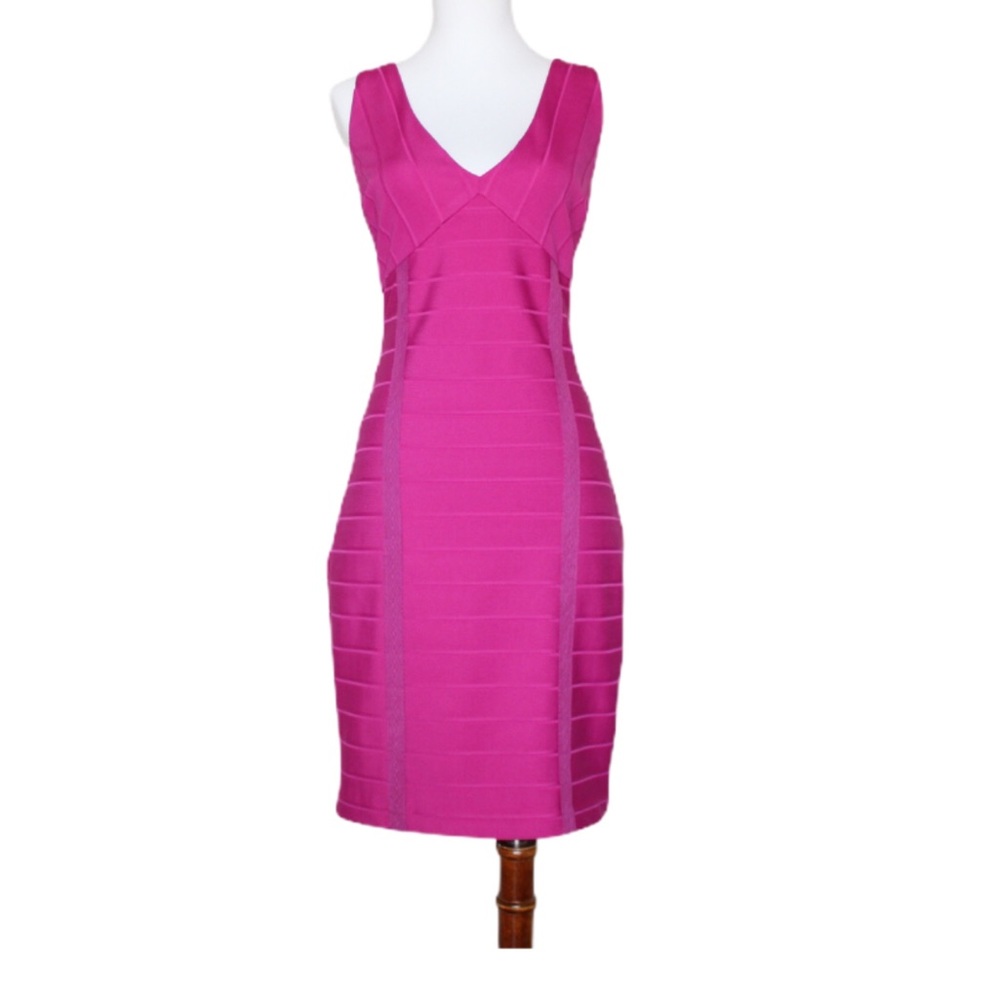 Guess Fuchsia Pink Bodycon Bandage Mini Dress Size 8
